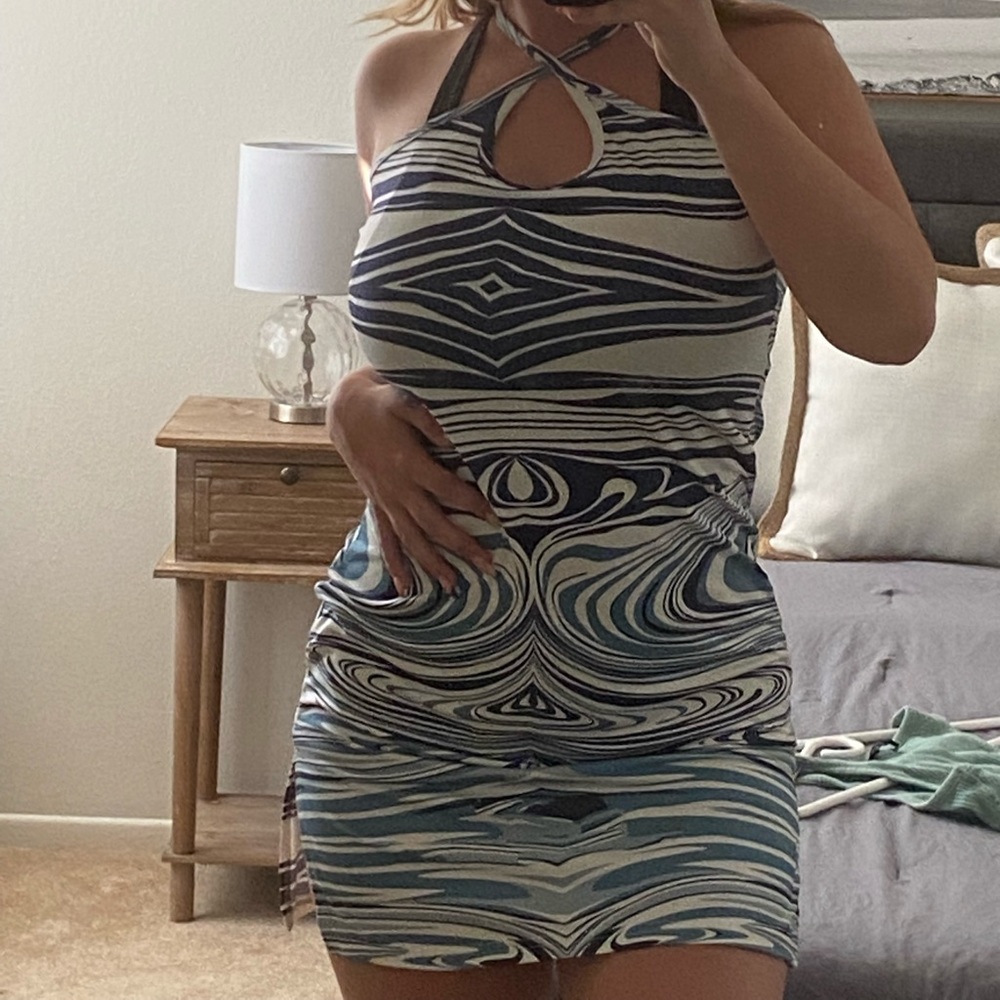 Navy and baby blue dress